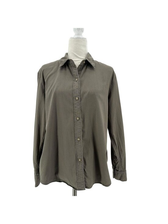 Denim Forum Tops - Aritzia Denim Forum Womens Small Top Cotton Green Button Relaxed Fit